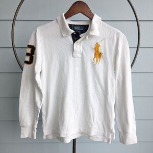 Boys Polo Ralph Lauren Big Pony White Polo Long Sleeve Shirt Sz M 8/10
